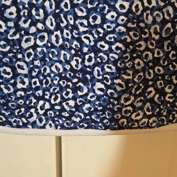 NY Collection Blue Animal Print Ruffle Sleeve Blouse - Picture 6 of 7